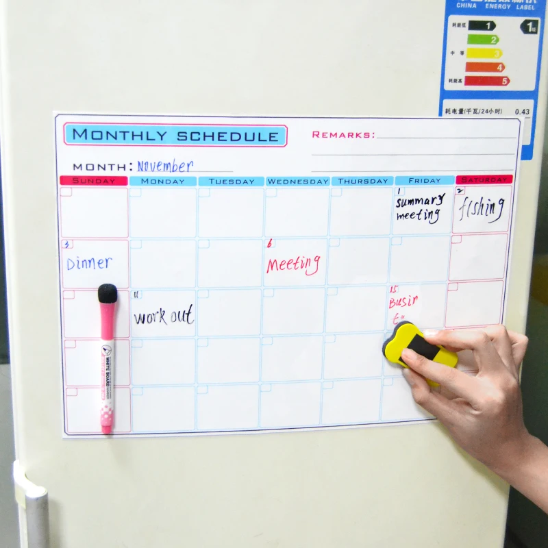 Магнитная белая доска YIBAI ежемесячный планировщик A3 для объявлений школы