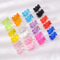 candy color small animal bear stud earrings for women creative jewelry kid party gifts accessories