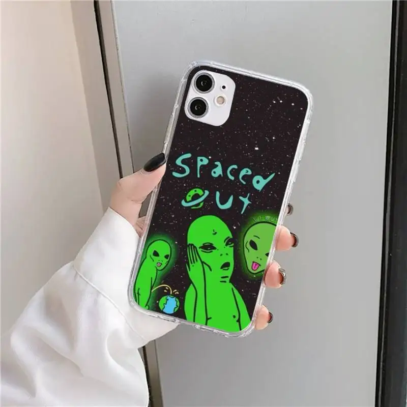 

Aesthetics Cute Cartoon alien space Phone Case Transparent soft For iphone 5 5s 5c se 6 6s 7 8 11 12 plus mini x xs xr pro max