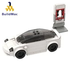 Buildmoc City технический автомобиль Tesla модель 3 и Cybertruck электрический автомобиль скоростные чемпионы DIY строительные блоки детские игрушки Рождественский подарок