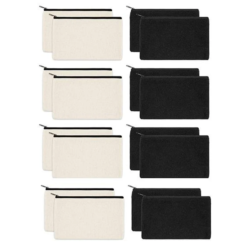 16 пакет холст сумки с застежкой-молнией пустой DIY ремесло для путешествий набор