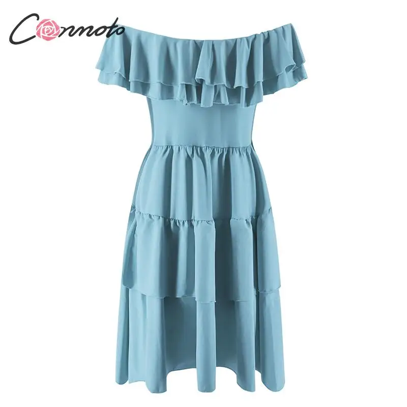 Conmoto Сексуальные вечерние однотонные красные платья Женская оборка с тесьмой