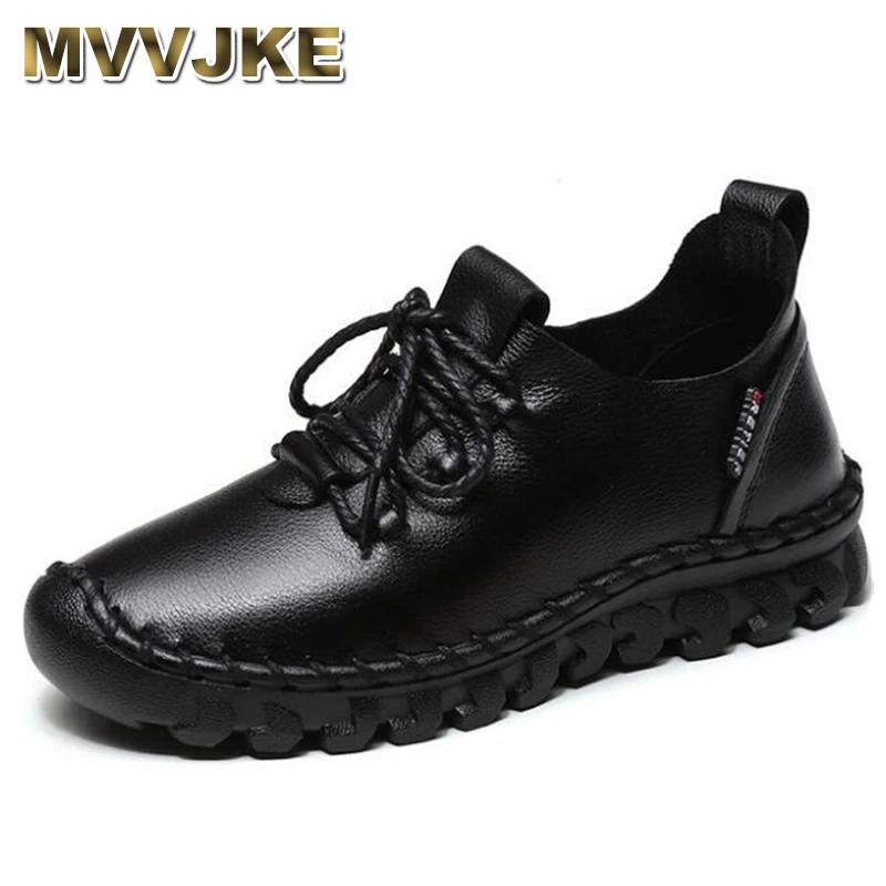 

Женские туфли на шнуровке MVVJKEFashion, из натуральной кожи, на плоской подошве, туфли с круглым носком