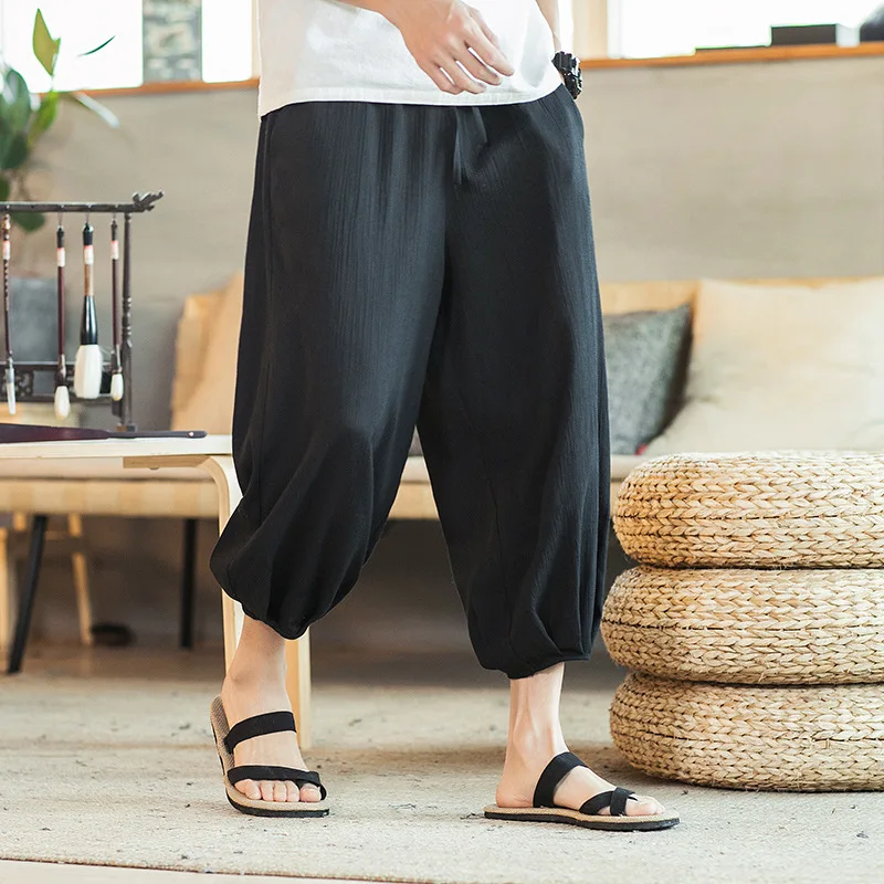 Мужские штаны в японском стиле костюм самурая винтажные мужские брюки