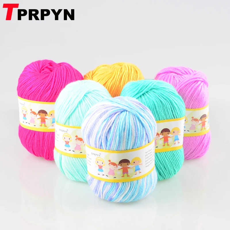 TPRPYN 50 г = 1 шт. хлопчатобумажная шелковая шерстяная пряжа для вязания lana