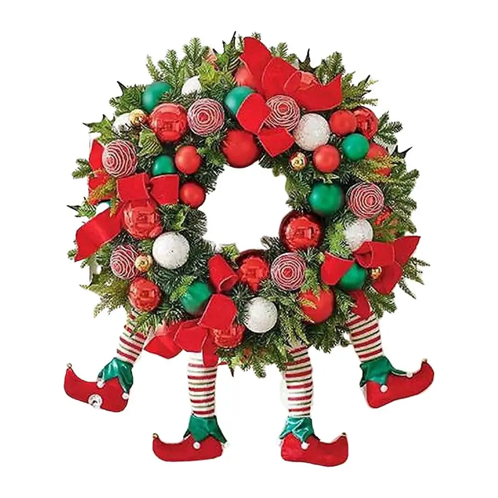 

Christmas Plush Garland Creative Elves Hang Ornament Winter Wreath Front Door Burlap Plush Elf Legs Wreath Plush Wreath Chri