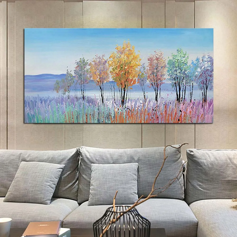 Большой размер ручная роспись абстрактный цветок пейзаж Настенная картина