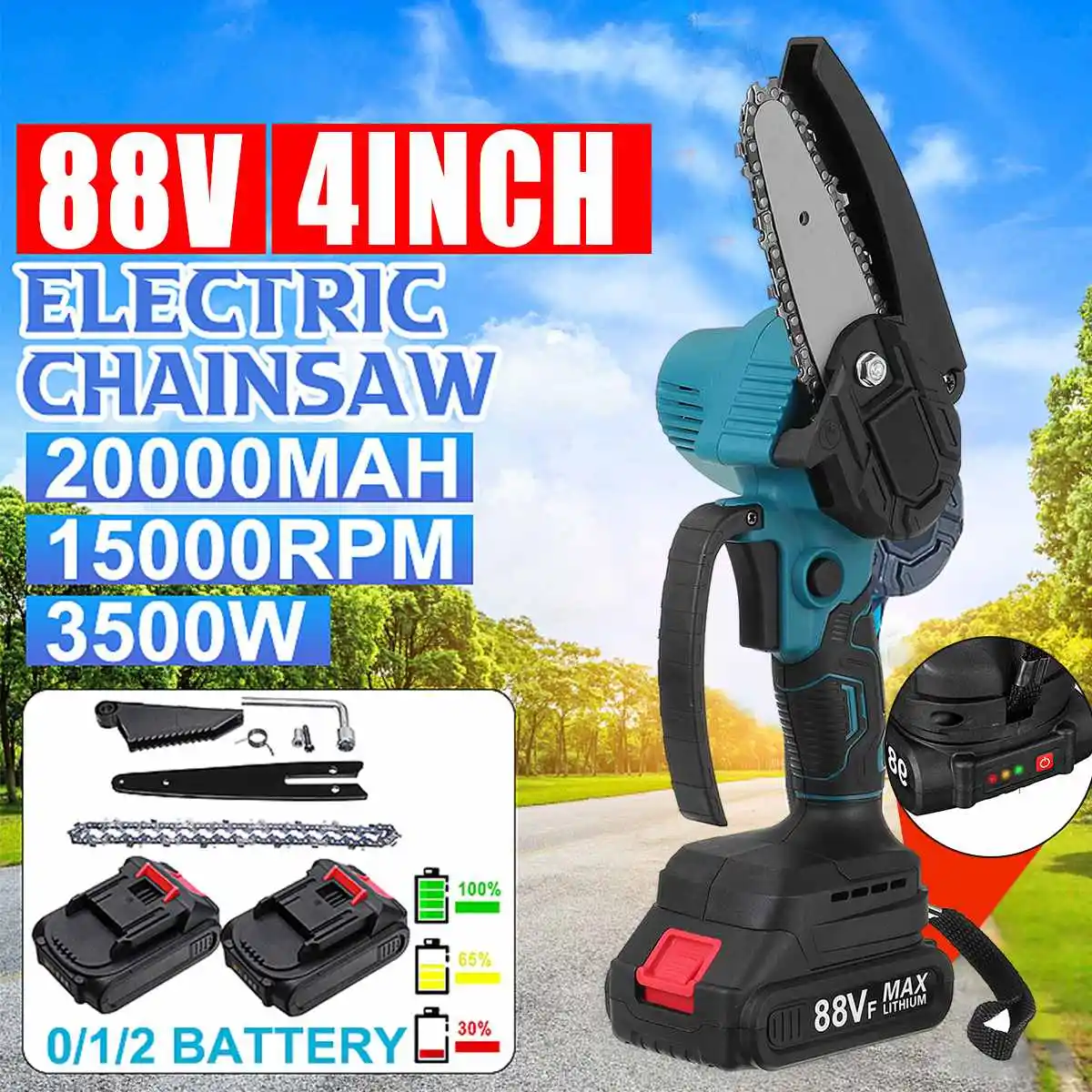 

4 Inch Cordless Electric Chain Saw Mini Pruning Electric Saw For Makita 18V Battery Mini Woodworking Pruning Garden Tool