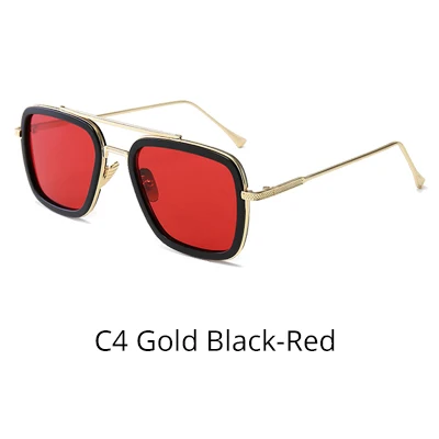 C4 Gold Black-Red Tony Stark, солнцезащитное стекло, es, для мужчин, Ретро стиль, мужское стекло es iron man, 3 солнцезащитных стекла, желтый, красный, оттенков, мужские очки W66218 - Цвет линз: C4 Gold Black-Red