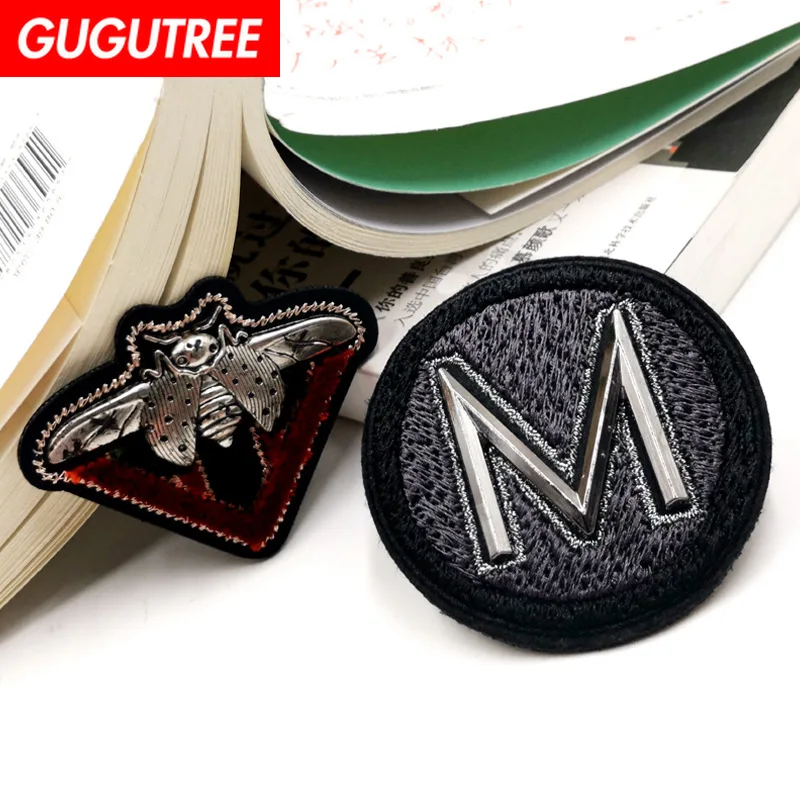 GUGUTREE вышивка металлическая нашивка Жук м нашивки аппликация Одежда куртка для