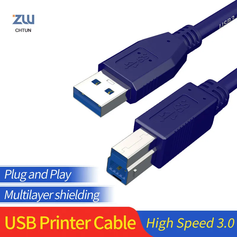 

GCX USB 3.0 Printer Cable High Speed USB Type A Male To Type B Male Data Cable For Canon Epson HP Label Printer DAC USB Printer