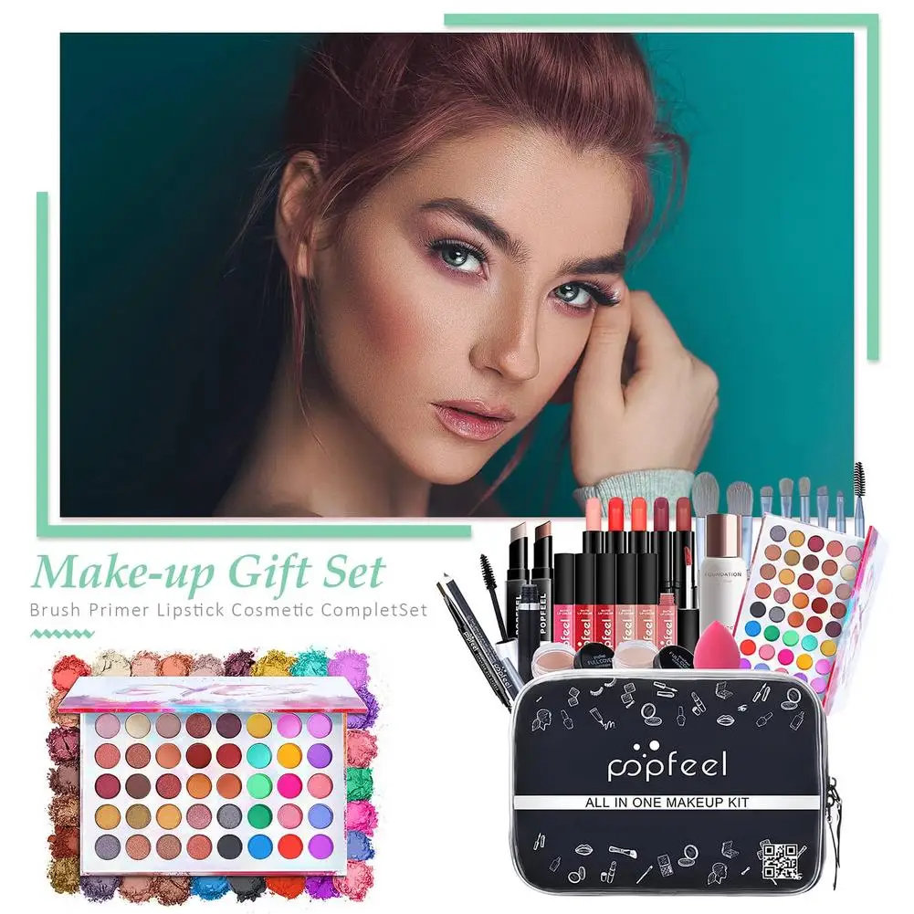 

All In One Makeup Set Starter Cosmetic Palette Bundle Gift Kit Long Lasting Waterproof Shimmer Long Lasting Eyeshadow Palette