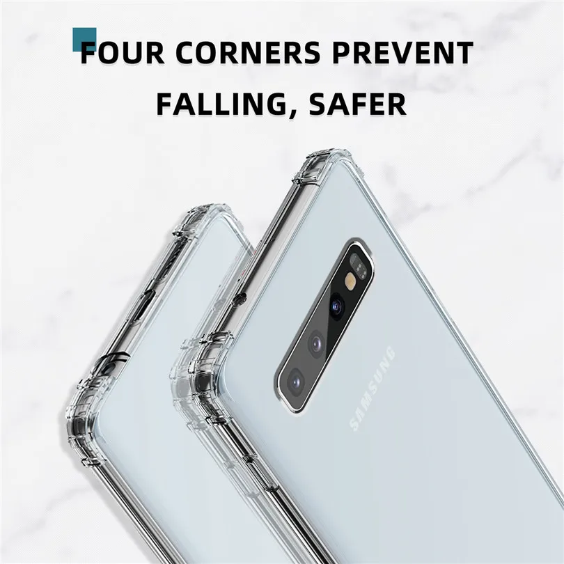 USLION Airbag Clear Silicone Shockproof Soft Phone Case For Samsung Galaxy S10 S9 S8 Plus Note 9 8 A50 A30 M30 A8 A9 2018 Cover |