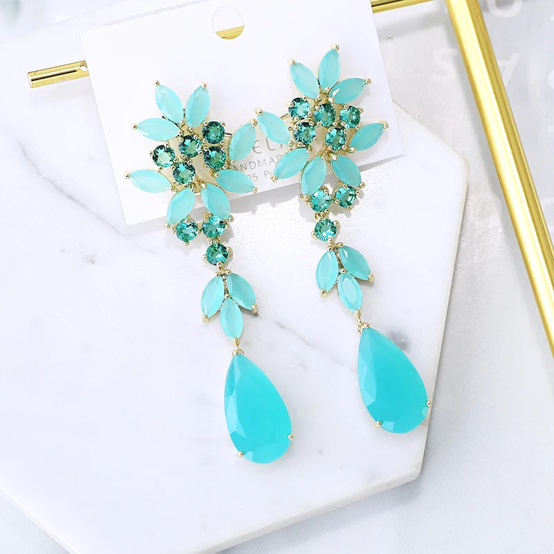 Новинка Разноцветные серьги подвески в виде больших капель воды красивые