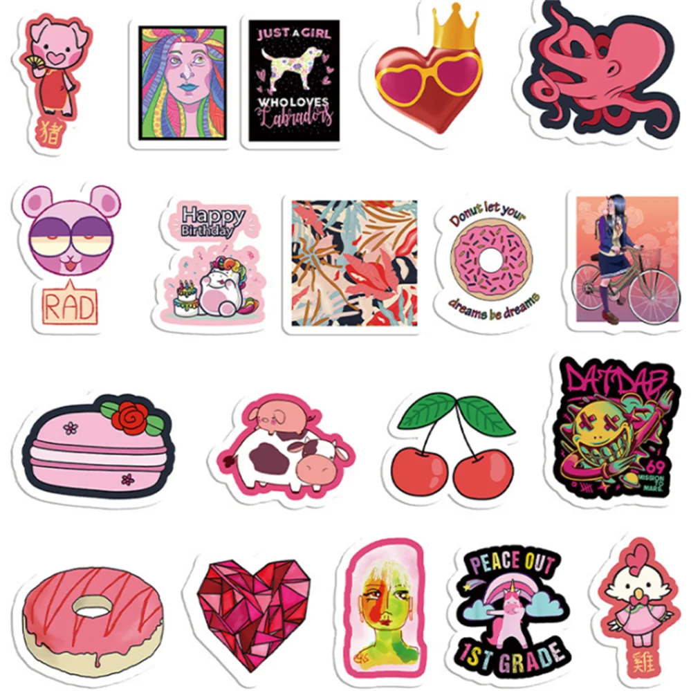 

10/3 /50PCS Red Series Graffiti Stickers Hand Account Laptop Waterproof Guitar Decoration Toys Wholesale