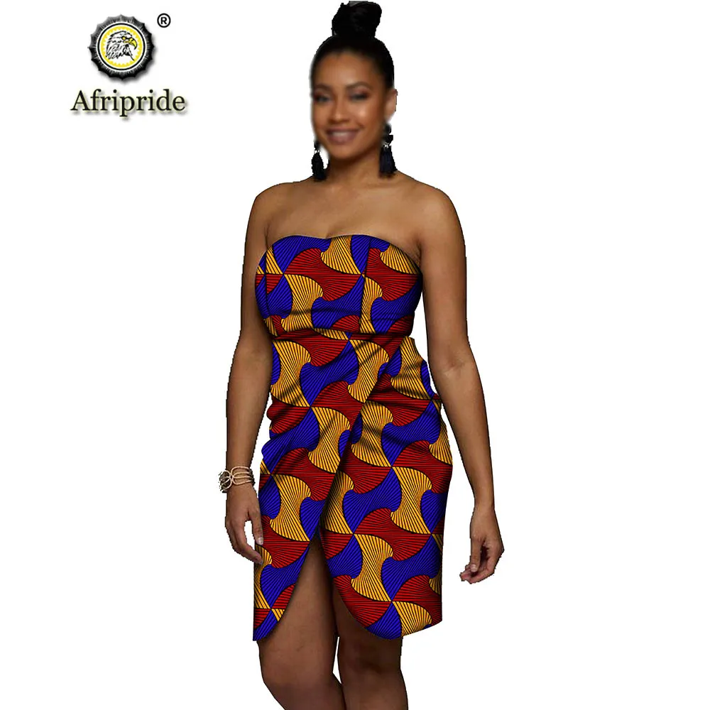 

African dresses for women strapless sexy party mini dress wax cotton print dashiki dress ankara wax batik AFRIPRIDE S1925076