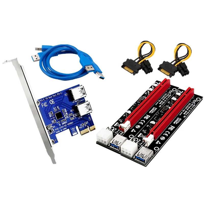 

PCI-E Райзер PCI Express, 1x до 16x, адаптер Райзер-карты, PCI-E от 1 до 2 USB 3,0, усилитель порта PCIE слота для майнинга биткоинов BTC