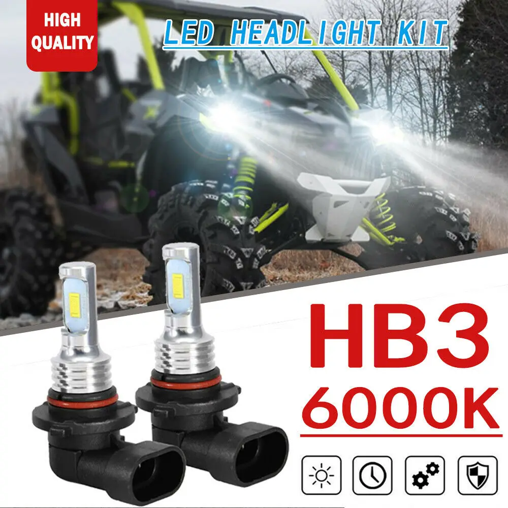 2x 70W 6000K Bright 9005 LED Bulbs Headlight For Can-am Maverick Max 1000r 2014-2018 