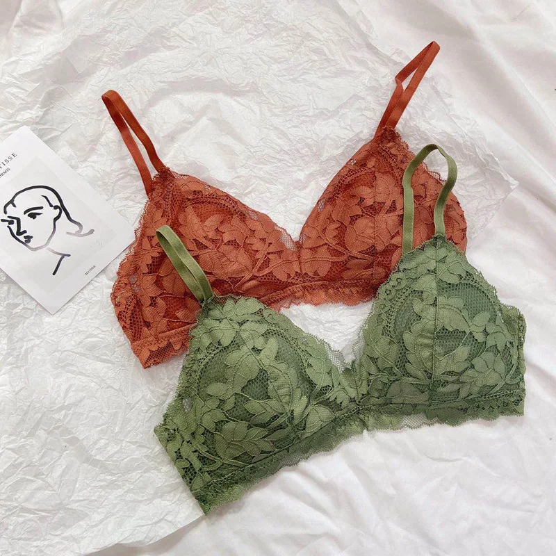 Кружевное нижнее белье с тонкой чашечкой хлопковый бюстгальтер треугольной