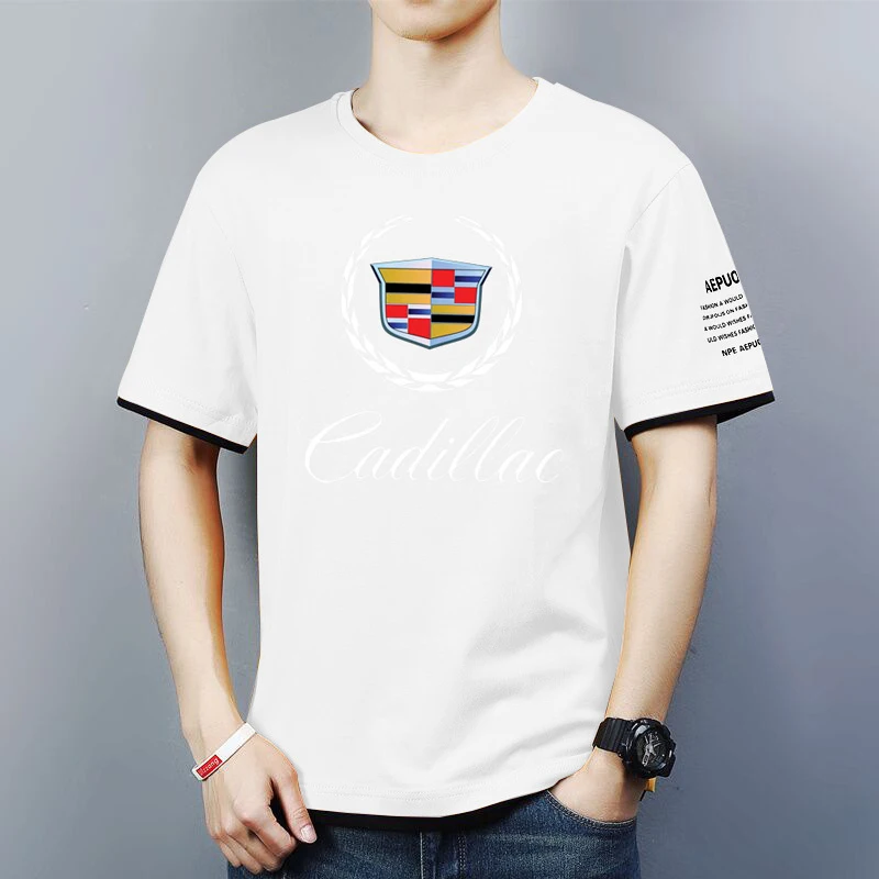 

2022 O Neck Design Summer Casual Men's T-shirt for Cadillac Car Logo Print Super Fitness Men Sports T-shirt Cotton XXL Clothing