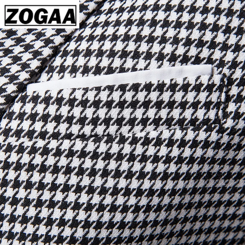 Plaid Blazer Men 2019 Houndstooth Mens Blazers Single Breasted Casual Slim Fit Suit Jacket Winter Hombre | Мужская одежда