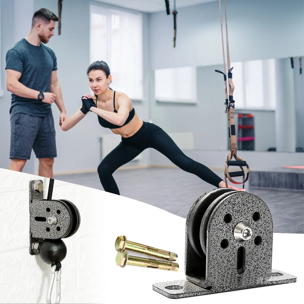 

Single Pulley Block Steel Swivel Lifting Rope Pulley Fixed Bearing Silent Roller Withstand 300kg Gym Exercise Accessories