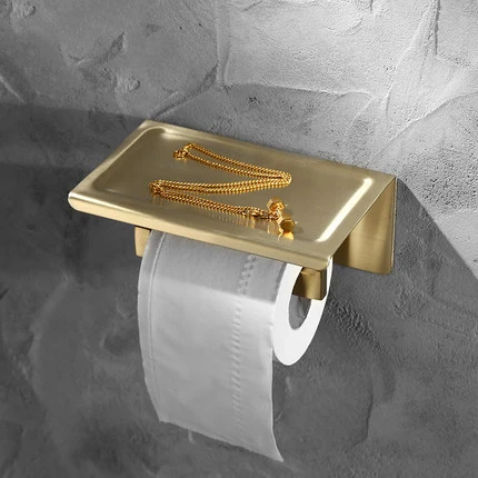 paper holder shelf Senlesen Золотая кисть Набор аксессуаров для ванной комнаты Золотой латунный крюк стойки для полотенец Бар Полка держатель бумаги держатель для зубной щетки - Цвет: paper holder shelf
