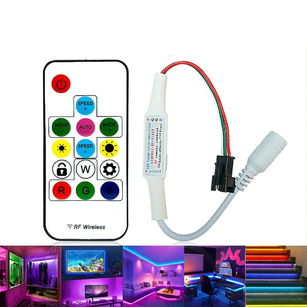 Мини 3key RF 14key 17key 21key светодиодные полосы пикселей DC5 24V светильник контроллер для