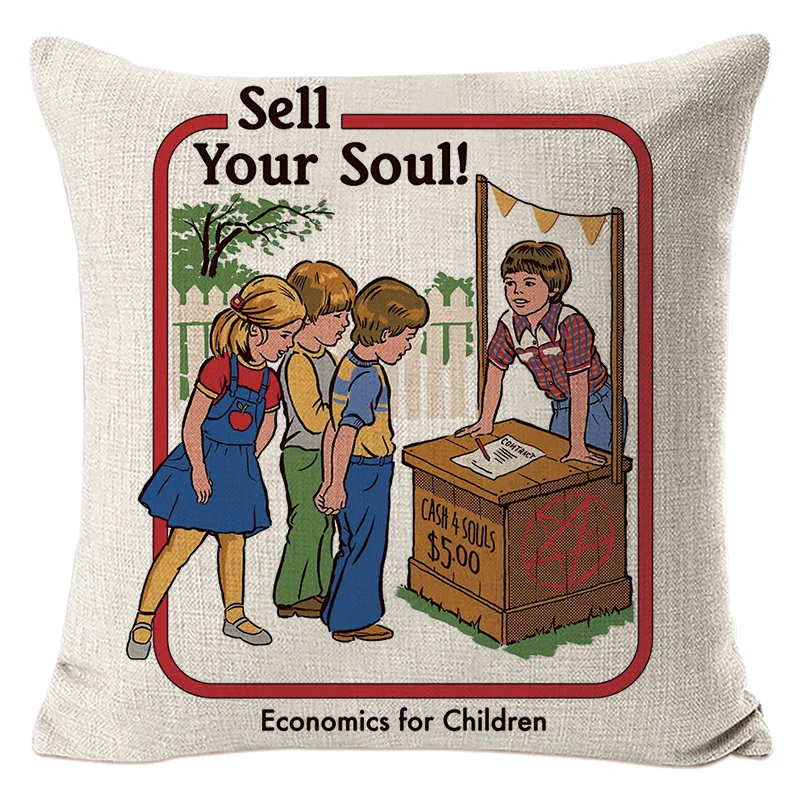 

45X45CM Explosive Devil Summer Linen Pillowcase Car Creative Cushion Back Pillow European Sofa Cover