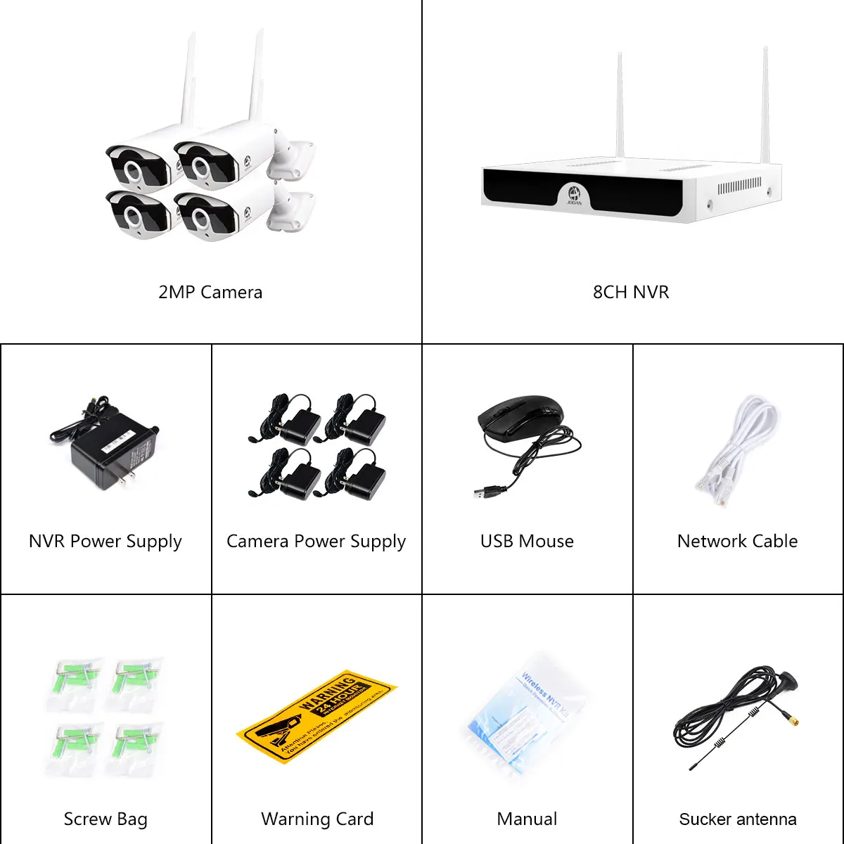 Jooan 8CH Беспроводная система видеонаблюдения 1080P 4 шт. 2MP IP IR-CUT камера NVR наружная ip-камера видеонаблюдения Система видеонаблюдения комплект видеонаблюдения