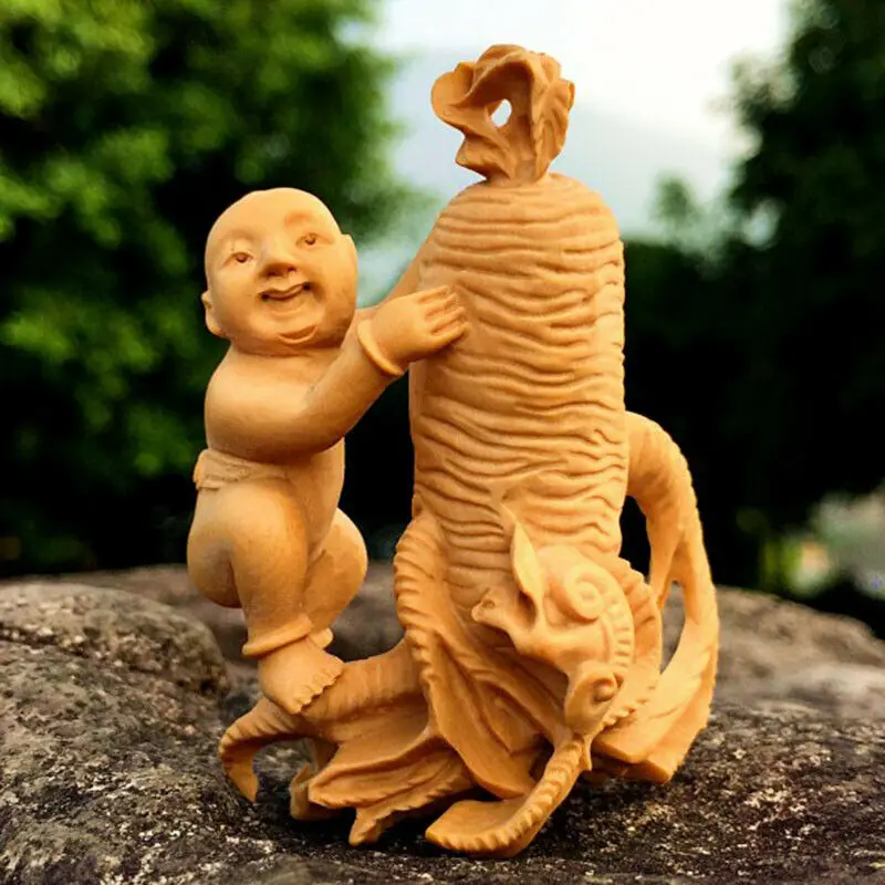 CC006-7 5*6*4 5 см резные резьба из самшита фигурка-Милая для младенцев-мальчиков