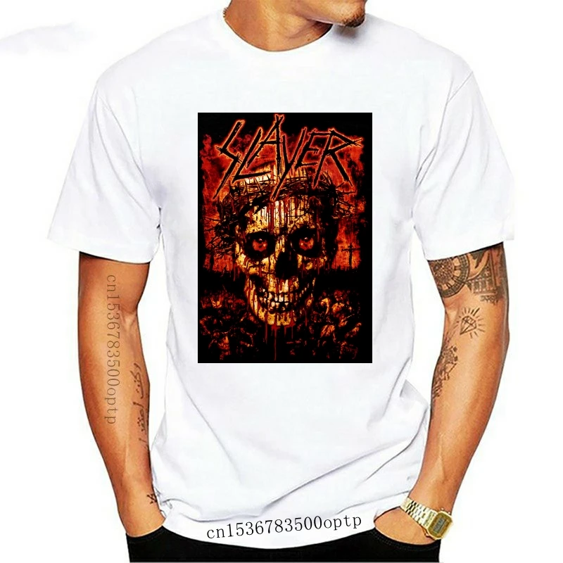

New Slayer 'Crowned Skull' T-Shirt 2021 Cotton Tee Shirt Vintage Graphic 11 Colors For Mens