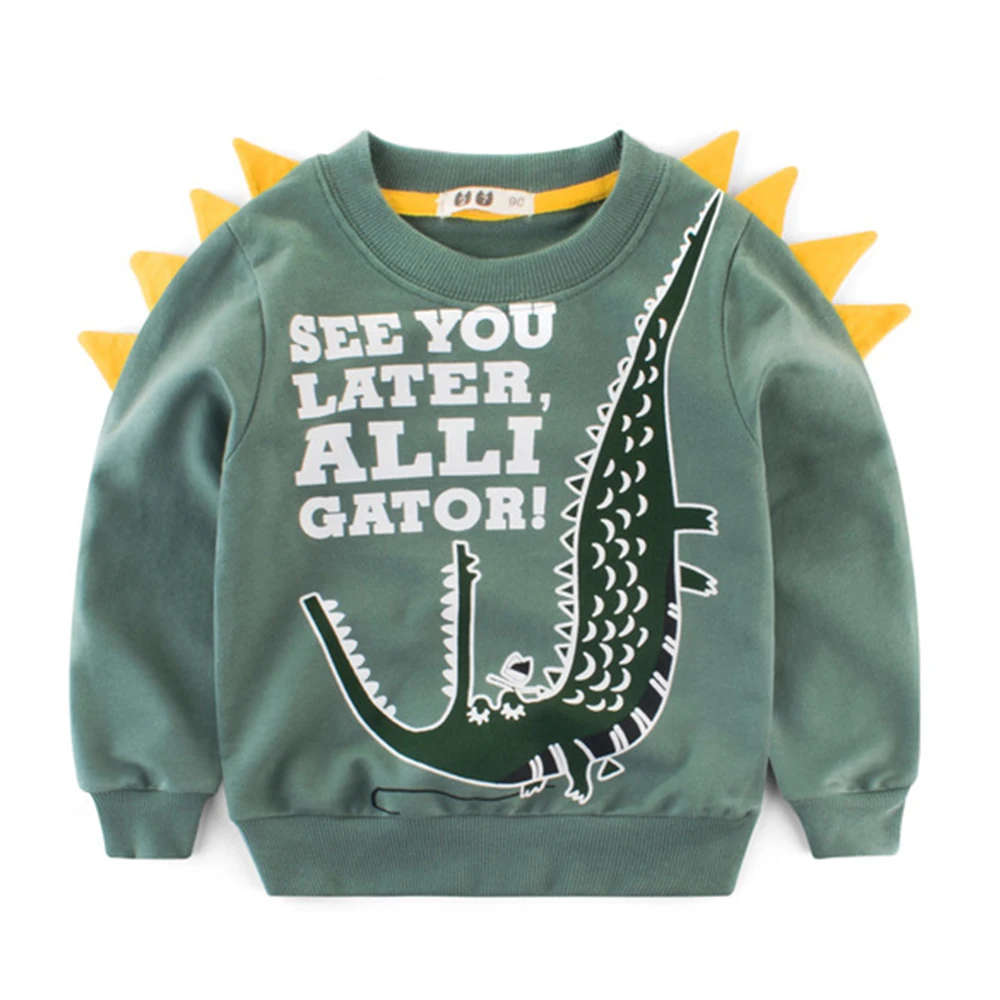 

Осенне-зимняя теплая детская спортивная толстовка с длинным рукавом с мультипликационным динозавром и животным, красивая флисовая Детская...