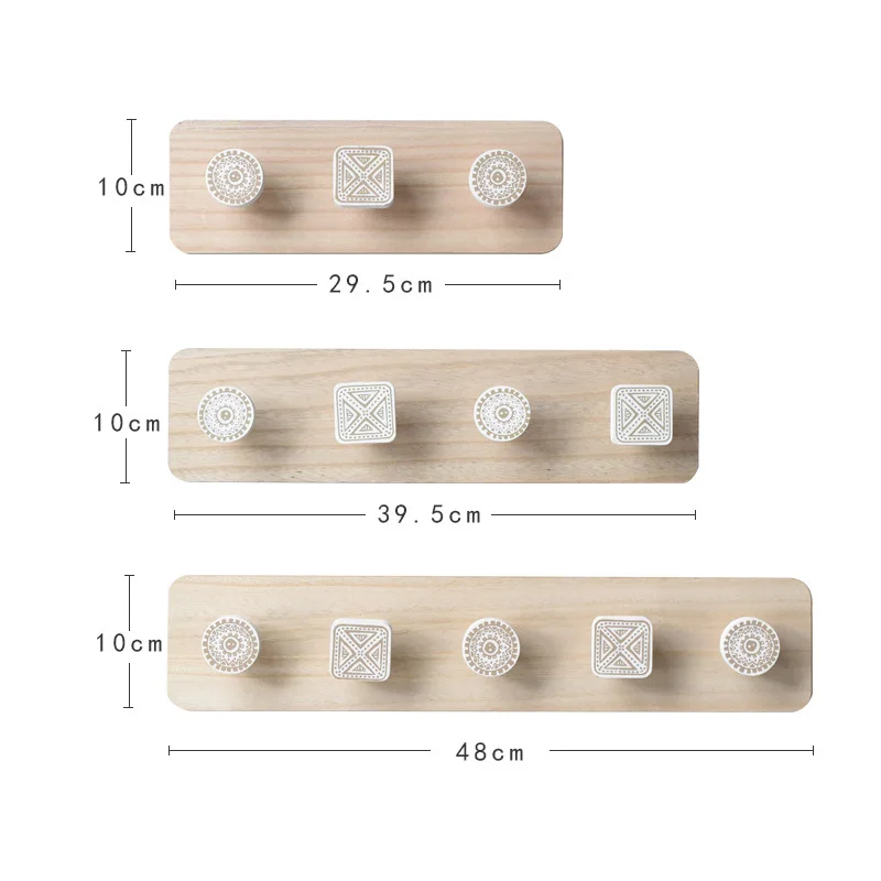 

Wooden Hook Wall-mounted Coat Rack Living Room Children's Bedroom Wall-mounted Hanger 3/4/5 Hook Door Hook Home Decoration