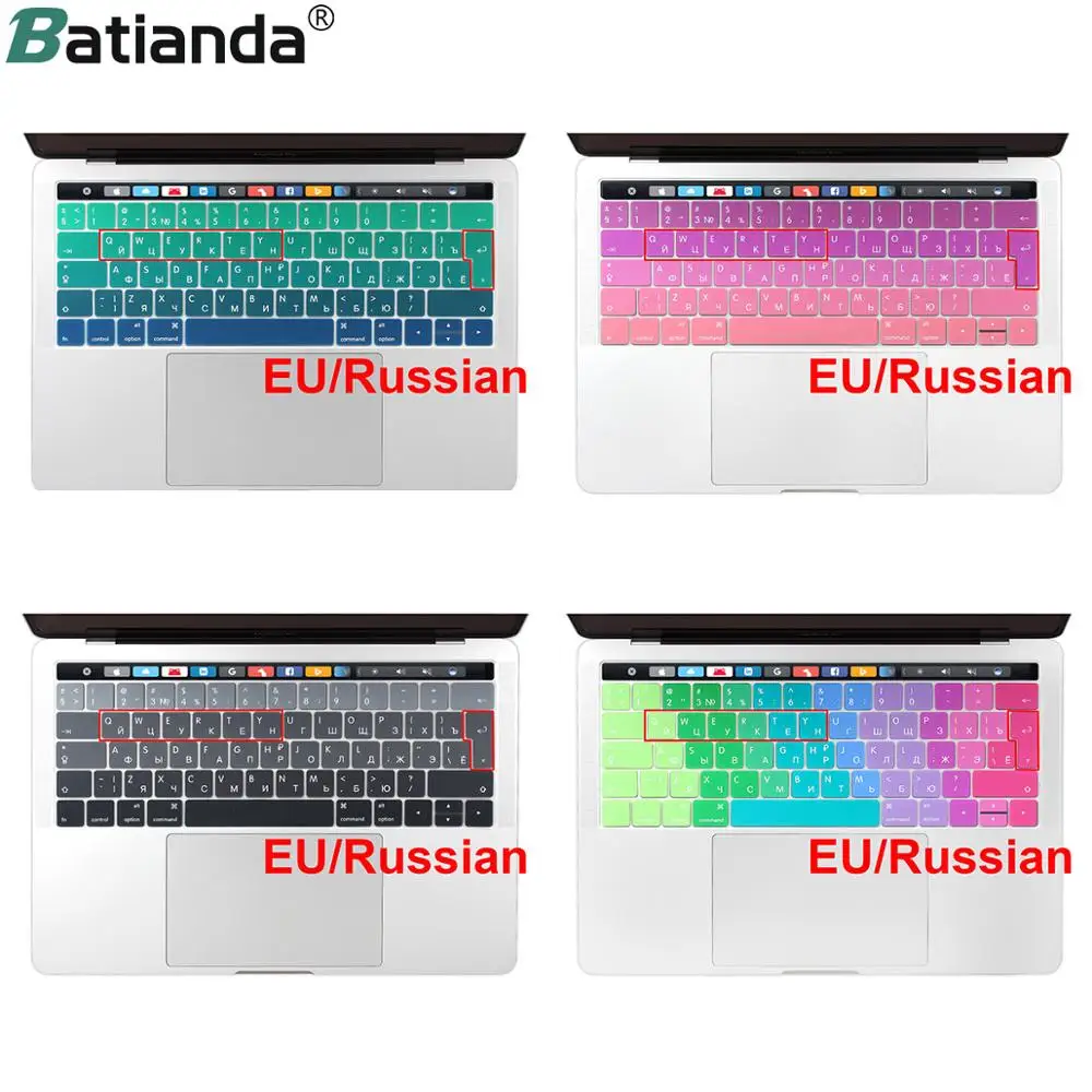 

EU Russian Enter Soft Silicone Keyboard Cover Protector for New Macbook Pro 13 15 2019 2018 A2159 A1706/A1989 A1707/A1990