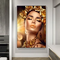 modern art canvas posters gold woman prints oil painting cuadros figure portrait art wall pictures for living room decor mural