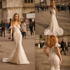 2020 Mermaid Wedding Dress Sweetheart Sweep Train 3D Floral Applique Lace Country Wedding Dress Custom Made Long Robe De Mariee 2020 Mermaid Wedding Dress Sweetheart Sweep Train 3D Floral Applique Lace Country Wedding Dress Custom Made Long Robe De Mariee