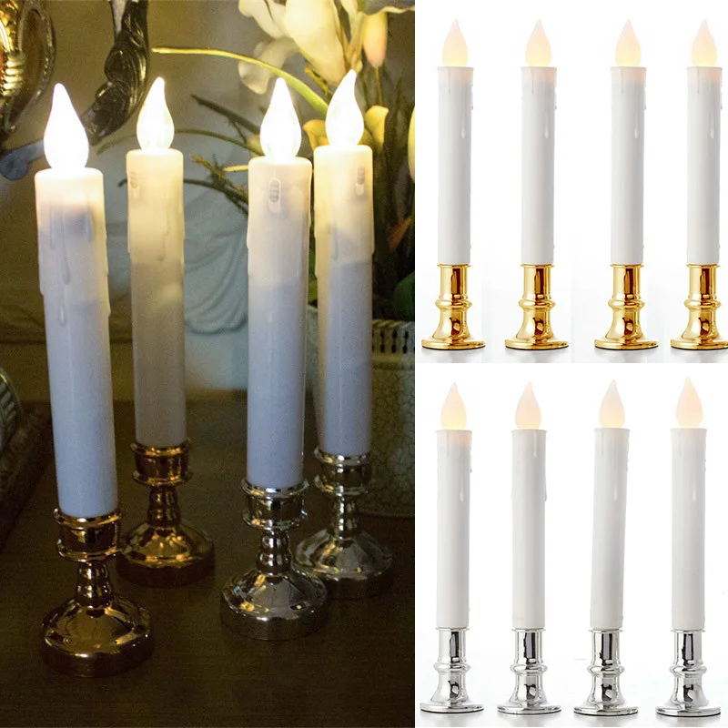 

Flameless Candle Flickering Night Lights Home Decor W/ Built-in Button Batteries