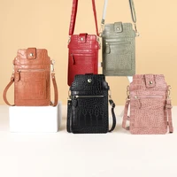 luxury crocodile wallet leather crossbody neck strap cord chain phone bag messenger bag crossbody bags for women