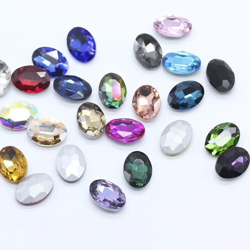 10 шт./упак. 3D ногтей Стразы блестящая Цвет Стекло Камень Кристалл Овальный острым