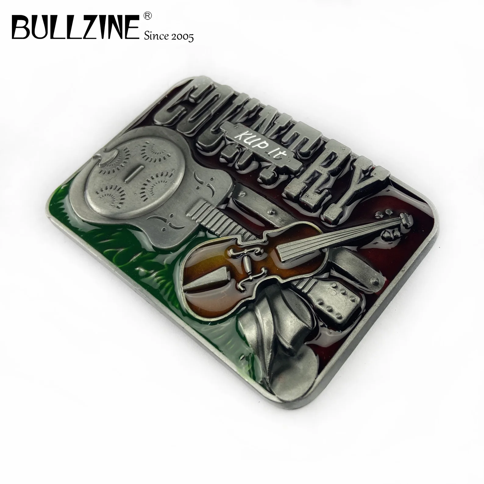 В Bullzine Кантри пряжки ремня с оловянной отделкой FP-03124 подходит для детей на