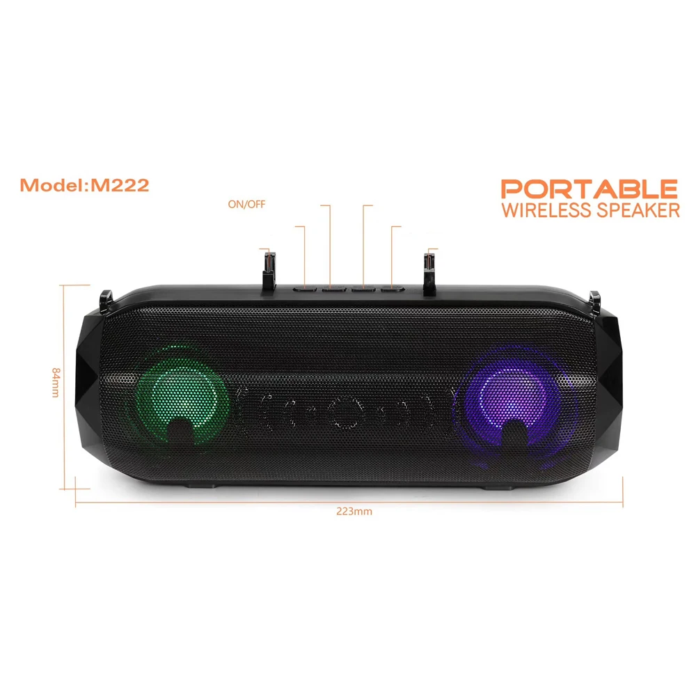 

10W Bluetooth Speaker with Shoulder Strap Support TF Card USB AUX Phone Holder Wireless Portable Subwoofer
