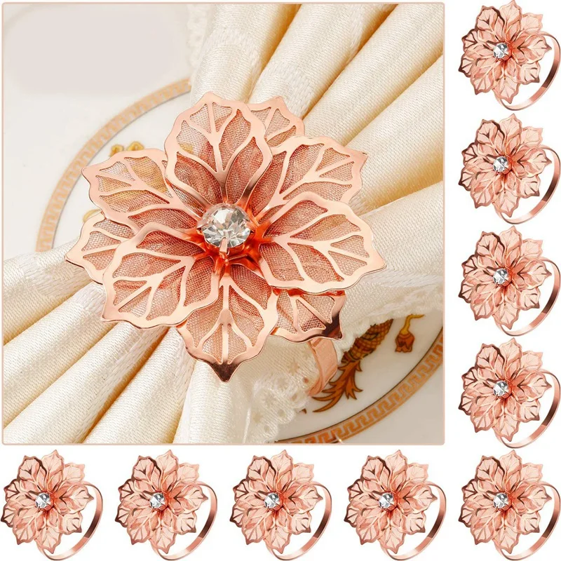 12 штук кольца для салфеток из сплава с отверстиями салфетка цветами держатель