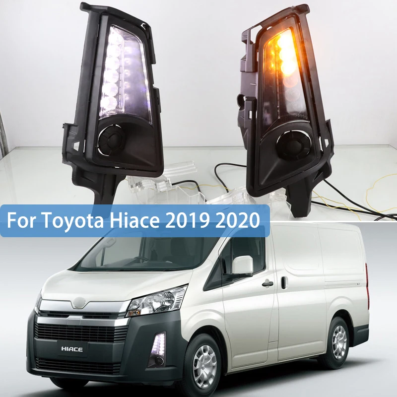 Дневные ходовые огни для Toyota Hiace 2019 2020 СВЕТОДИОДНЫЙ DRL с желтыми функциями