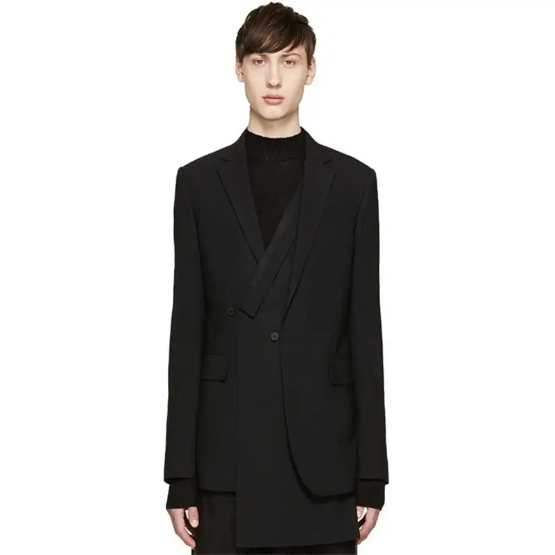 XS 5XL Новый 2020 мужская одежда мода GD стилист Подиум Тонкий двубортный костюм с