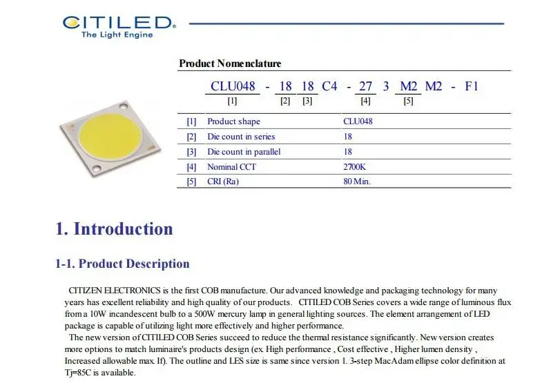 Citizen COB серия версия 6 CLU048 1818C4 Идеальный держатель 180 мм 100 Вт pin ребро радиатора 100 мм стеклянный объектив/Отражатель