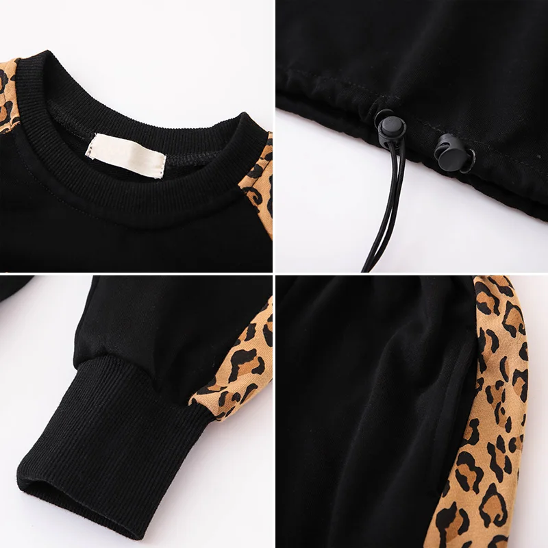 Комплект одежды для маленьких мальчиков и девочек с леопардовым принтом roupa infantil