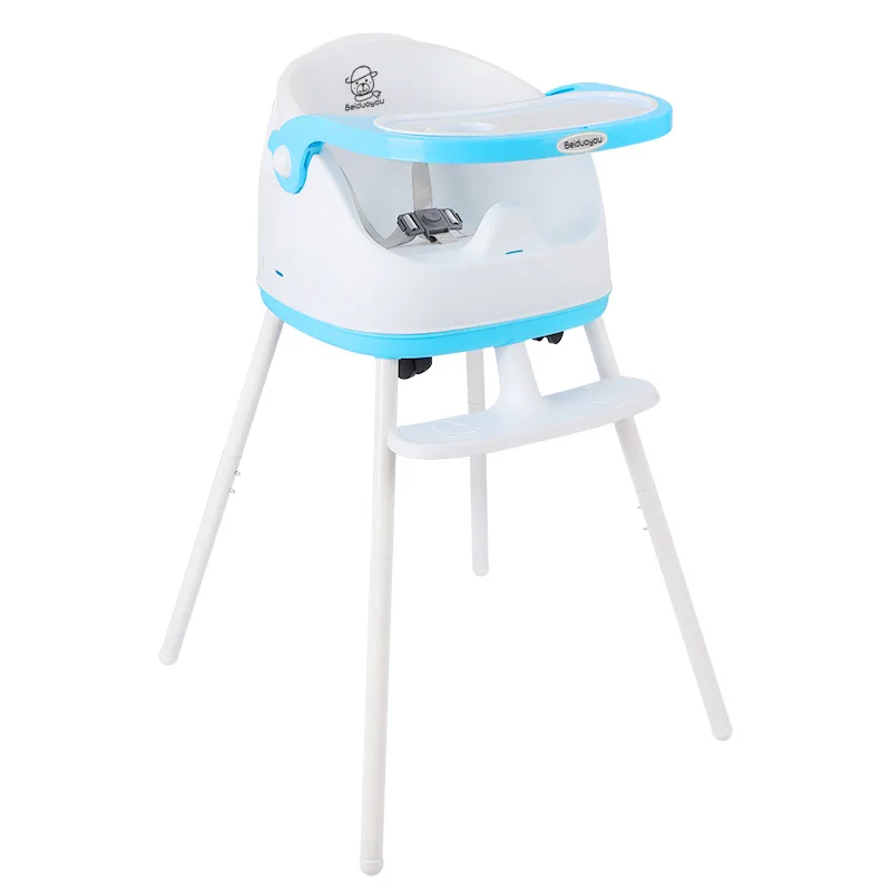 blue wheel high foot Детский стульчик для кормления детей грудного вскармливания стул с регулируемым размером сиденье Еда Класс Материал обеденный стол с йо-йо игрушки-машинки - Цвет: blue wheel high foot