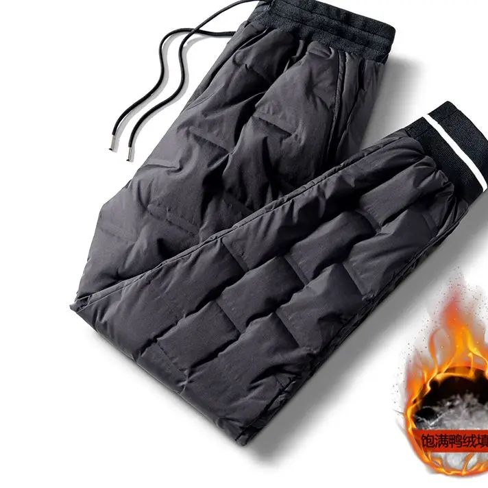 2021 new Down trousers for men wear extra thick winter warm outdoor windproof slim casual trousers for teenagers duck down