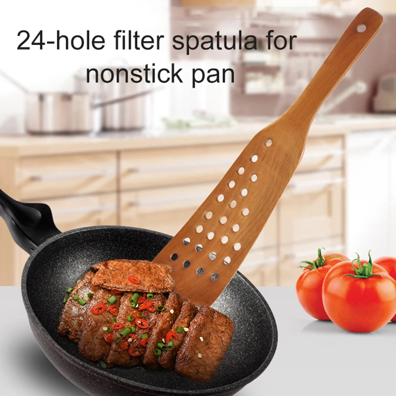 24 Отверстия Деревянная подвесная лопатка Черпак антипригарная сковорода